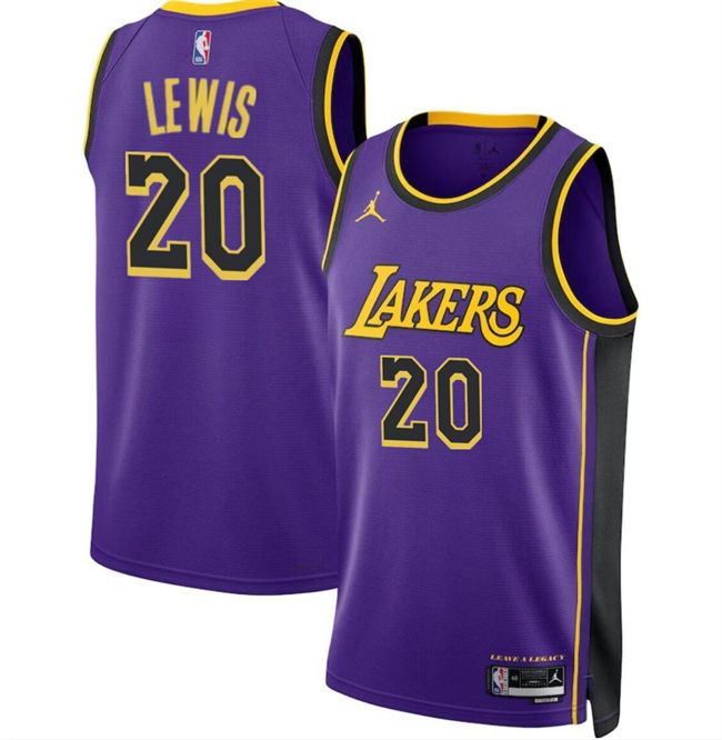 Men's Los Angeles Lakers #20 Maxwell Lewis Purple 2024 Statement Edition Stitched Basketball Jersey Men's Los Angeles Lakers #20 Maxwell Lewis Purple 2024 Statement Edition Stitched Basketball Jersey